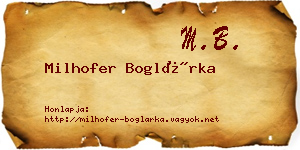 Milhofer Boglárka névjegykártya